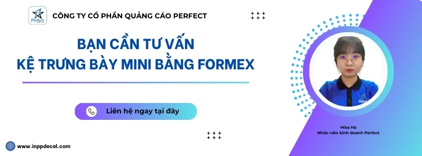 CTA tư vấn kệ trưng bày mini bằng formex