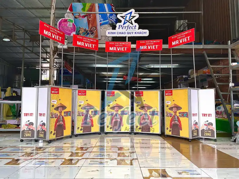 Mẫu booth siêu thị cho lĩnh vực đồ uống