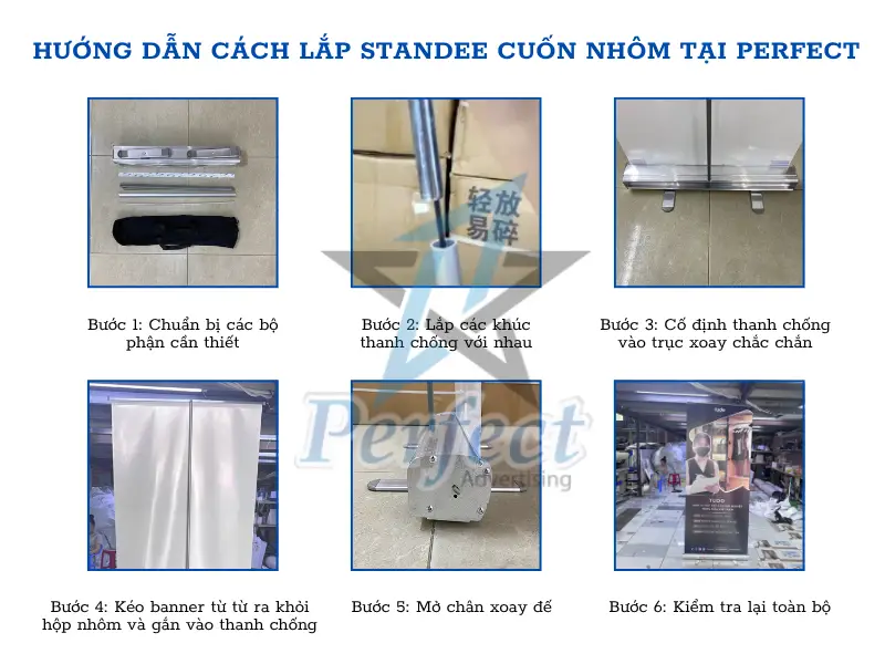 Hướng dẫn cách lắp standee cuốn nhôm