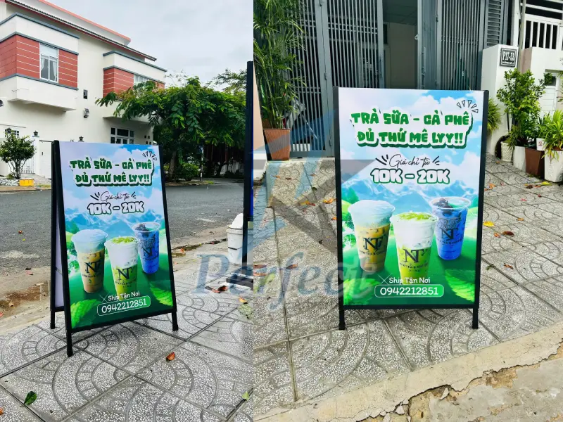 bảng standee chữ a cho quán cà phê