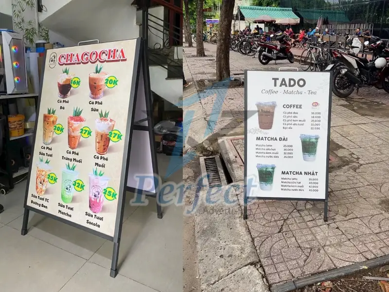 chân standee chữ a làm menu món ăn