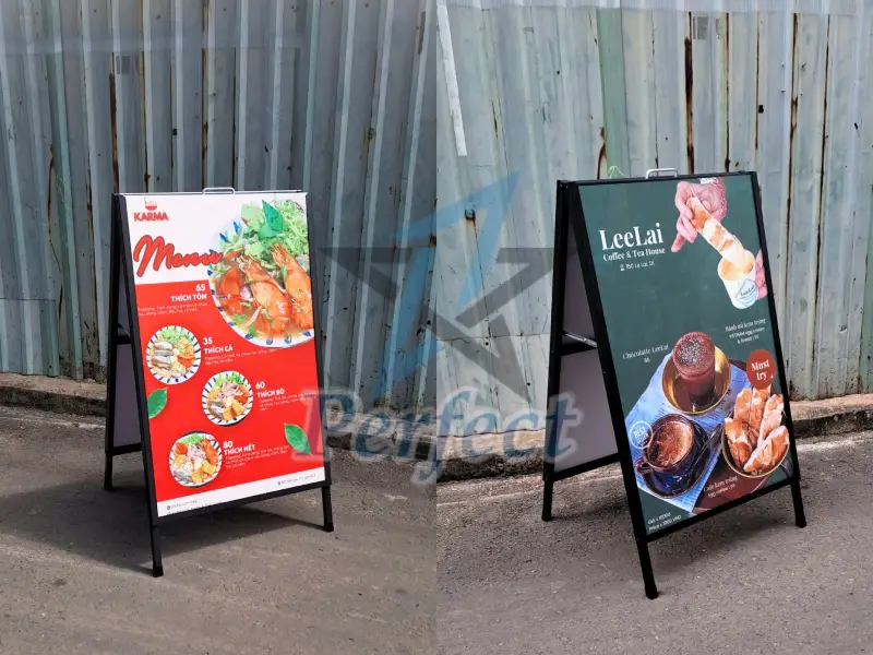 standee khung sắt chữ a cho nhà hàng