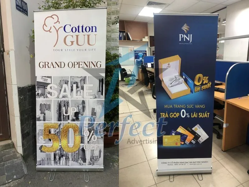 Cấu tạo sản phẩm standee cuốn nhôm chân inox 80x200 có gì