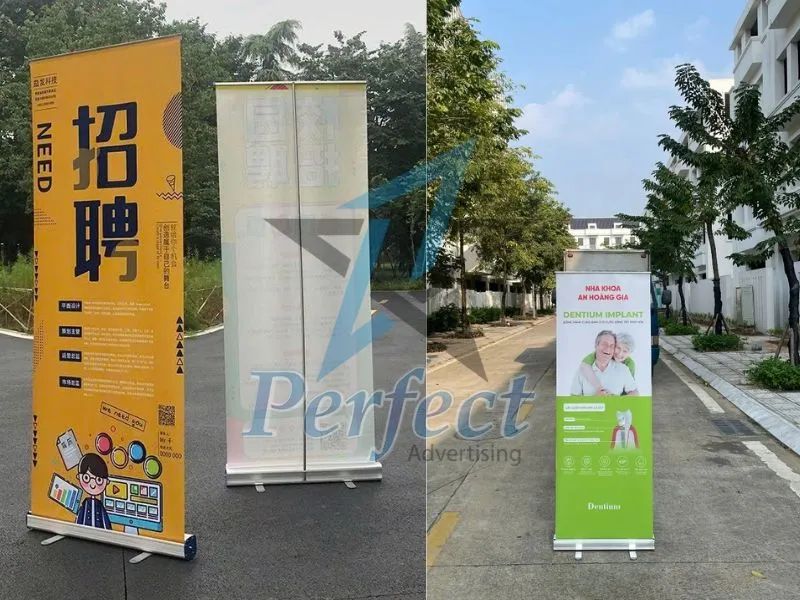 Hướng dẫn cách đặt standee cuốn nhôm cao cấp 80x200 tại Perfect đơn giản