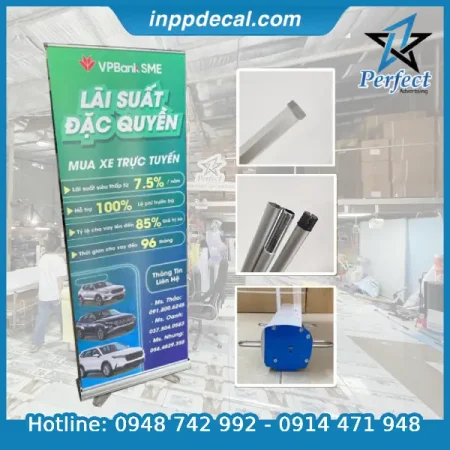 Standee Cuốn Nhôm Chân Inox 80x200 Tại Perfect