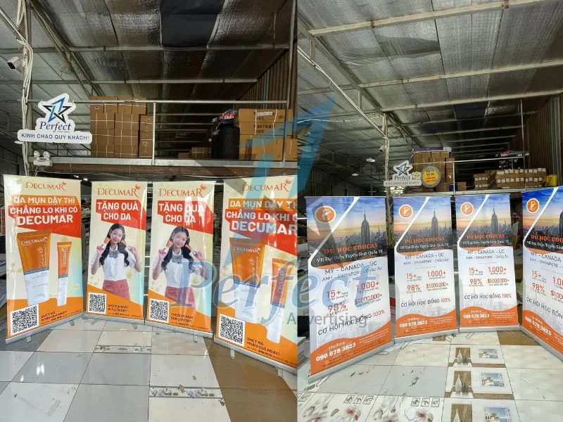 standee cuốn nhôm chân inox 80x200 cho công ty