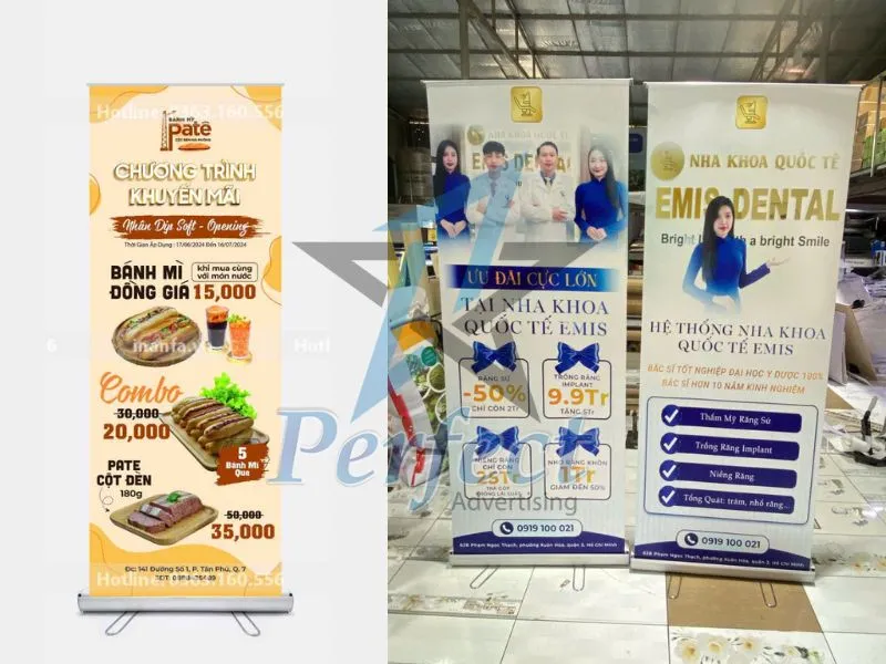 standee cuốn nhôm chân inox 80x200 kích thước chuẩn