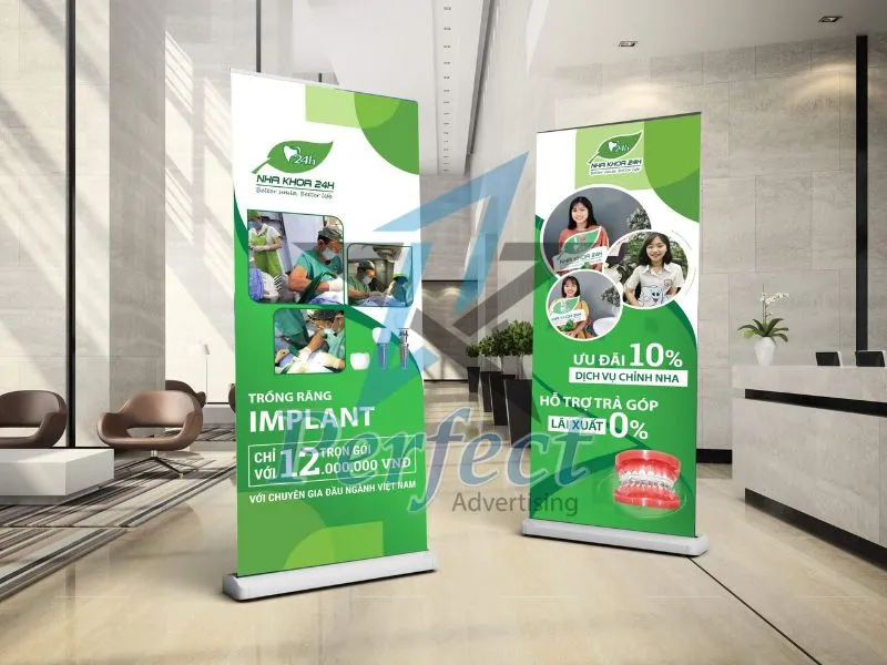 thuê chân standee cho nha khoa